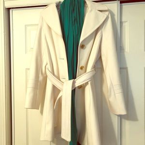 Off white michael kors wool belted trench w hood